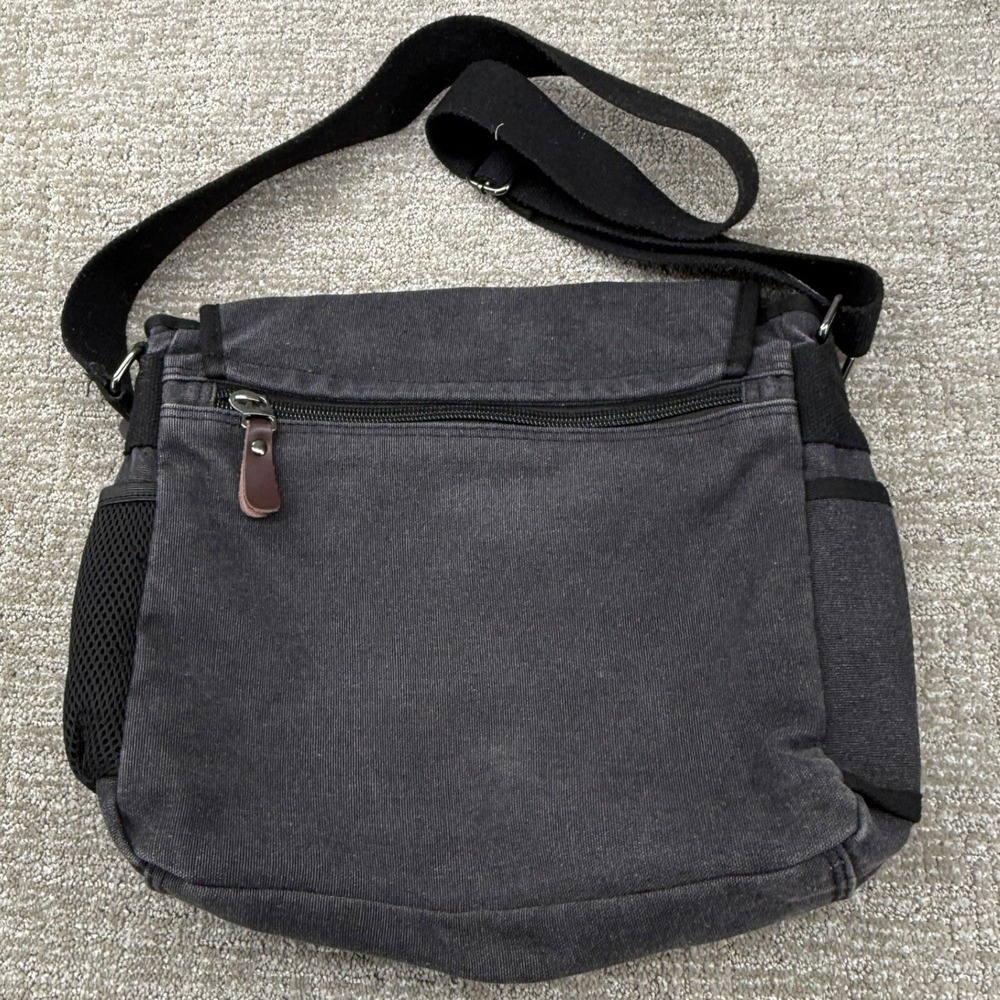 Modoker Messenger Bag Men OS Black Canvas Crossbody Vintage Shoulder Satchel Bag - Picture 4 of 8